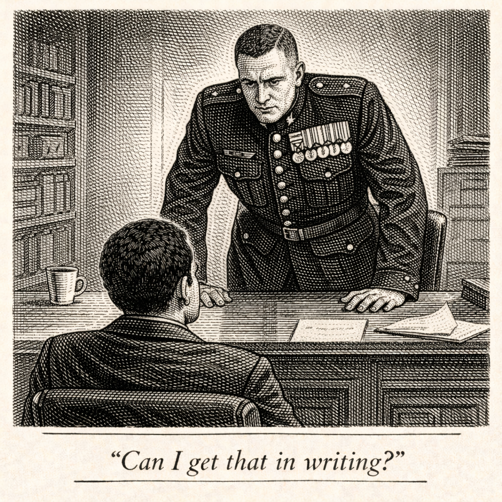 Engraving-style illustration: can I get that in writing?